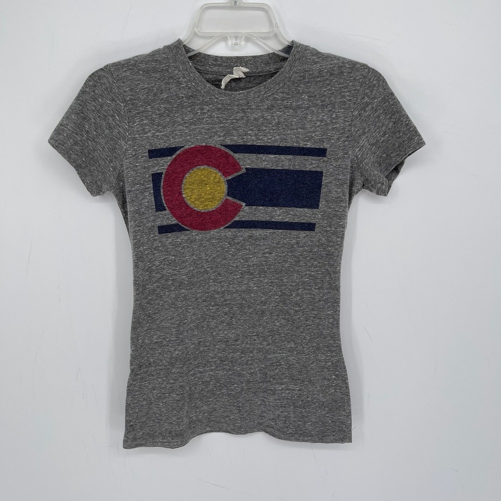 Threadfast Apparel Women's Gray Colorado State Flag Graphic Tee T-Shirt Size S